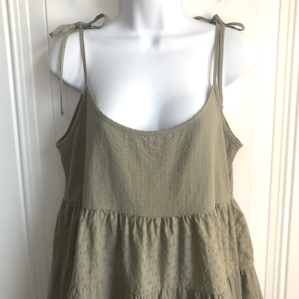 Cotton-On Women’s 12 New Sage Green Tie Strap Lightweight Mini Tiered Dress NWT - Picture 7 of 16